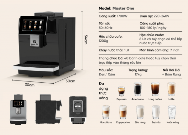 Máy pha cà phê tự động Gemilai Master One