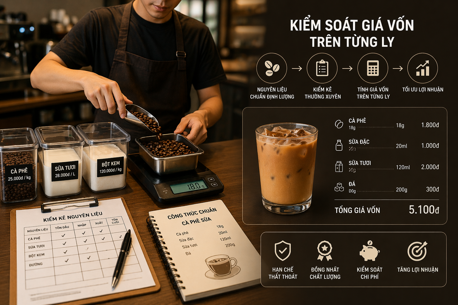 Mở quán cafe bao lâu hoàn vốn? Cách tính vốn, lợi nhuận